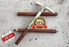 Antique Victorian Wooden Walking Stick Ice Axe Look Brass Head Handle Cane Gifts