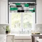 Light Filtering Valance Curtain Modern Black Grey Kitchen Curtains Set Lattice