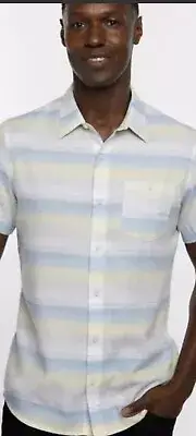 NWT Travis Mathew Paper Umbrella Striped Button Down Shirt Size Mens XXL