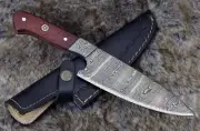 10.5" CUSTOM HANDMADE FORGED DAMASCUS STEEL PRO CHEF KNIFE FIXED BLADE + SHEATH