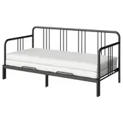 FYRESDAL day-bed with 2 mattresses, black/Åfjäll firm, Single