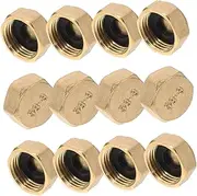 CHILDWEET 12 Pcs Brass Blanking Nut Caps with Washers for Plumbing Fittings Internal Thread Stop Caps for Washing Machine Radiator Valve Tap Garden Gas Lines