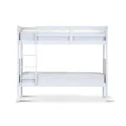 Zinnia Single Bunk Bed Frame Solid Rubber Timber Wood Loft Furniture - White