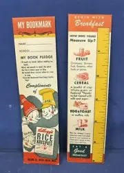 2 Kellogg’s 1950’s Rice Krispies Advertising Book Mark & Ruler Snap Crackle Pop