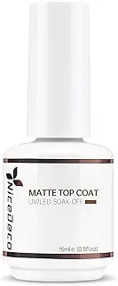 Nicedeco Gel No Wipe Matte Top Coat 15ml Soak Off Matte Finish Long Lasting DIY Home Nail Salon Cruelty-free & Vegan