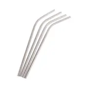 4pc Appetito Stainless Steel Bent Drinking Straws - Silver