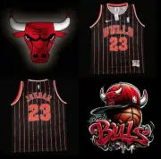 CHICAGO BULLS BLACK AND RED MICHAEL JORDAN 23 JERSEY SIZE LARGE