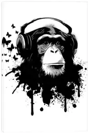 CHIMPANZEE Headphone Monkey abstract wall art canvas home decor painting Modern