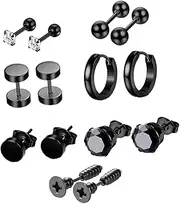 [Healeved] 14pcs Silver Helix Earrings Set Mens Fashion Earrings Steel Studs for Engagement Party Daily Wear