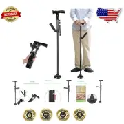 Lightweight Folding Cane with Pivoting Quad Base & LED Light for Comfort