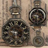 在飛比找ETMall東森購物網優惠-羅馬阿拉伯八邊形復古機械懷錶