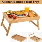 Kitchen Bamboo Bed Tray Foldable Desk Tea Table Breakfast In Bed Serving Tray