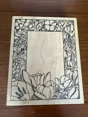 Flower Frame Wood Mounted Rubber Stamp