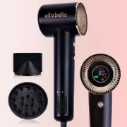 ELLA BELLA® Compact Ionic Hair Dryer - Negative Ion Blow Dryer with Digital D...