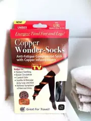 Copper Energy Knee High Compression Wonder Socks Size L/XL - Black