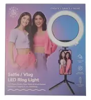 Dixie & Charli Selfie / Vlog LED RING LIGHT w Table Stand & Wired Remote NEW