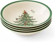 [Portmeirion] Spode Christmas Tree, 5.5-Inch Cereal Bowl Set, Earthenware Bowls for Breakfast, Oatmeal, Cereal, Soup - Set of 4