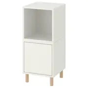 EKET cabinet combination with legs, white/wood, 35x35x80 cm