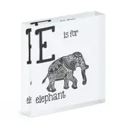 Letter E Is for Elephant Acrylic Photo Block Frame Alphabet Cute Animal