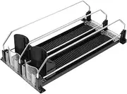Hoement Supermarket Shelf Pusher Slide Out Drink Shelves Organizer for Fridge Pack Abs Stainless Steel Easy Install