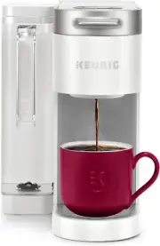 K-Supreme Single Serve K-Cup Pod Coffee Maker 4 Brew Sizes Dual Reservoir White