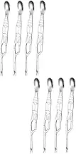 Luxshiny 2sets Stainless Steel Crab Fork Spoon Seafood Tool Set Dual Purpose for Eating Crab Seafood More 4pcs*2