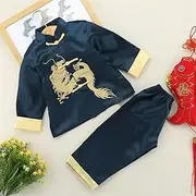 [JIMINISO] Chinese Style Dragon Tang Suit Party Festival Outfit Kung Fu Wushu Top Pants Set Uniform Costume Gift