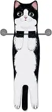 Hawgiman Hand Towels for Bathroom Kitchen,Cute Cat Quick-Dry Hanging Hand Towels Decorative for Bathroom Face Towels,Funny Gifts for Cat Lovers (Black-White)