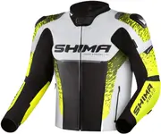 SHIMA STR 2.0 Motorcycle Leather Jacket, black-white-yellow, Size 54 for Men Black White Yellow