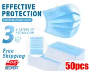 50PCS Face Mask Surgical Dental Disposable 3-Ply Earloop Mouth Cover ASTM Level1