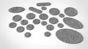Miniature Bases - [23] pc. Tech Sector Bases Set - FALLOUT Post Apoc. Set 28mm
