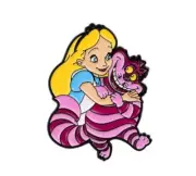 Alice in Wonderland - Alice hugging the Cheshire enamel pin - Free AU Post