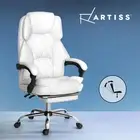 Artiss Executive Office Chair Computer Gaming Chairs Leather Footrest White