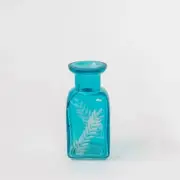 Bright Blue With White Leaf Print Decorative Bottle