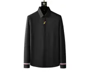 Men’s Embroidery Slim Fit Long Sleeve Casual Dress Shirts-black