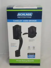 Schlage Camelot Aged Bronze Entry Door Handle with Interior Accent Lever ~SEALED