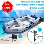 Inflatable Boat Dinghy 3in1 Set with 4 Stroke Outboard Motor & Motor Mount