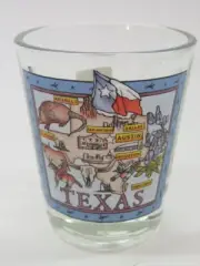 Liquor Booze Shot Glass ~ Map of TEXAS: Armadillo, Austin, Flag, Dallas, El Paso
