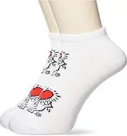 [Atsugi] Keith Haring NXL5182 Women's Socks, Heart Pattern, Sneaker Length