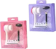 HONMEET 2pcs Jade Facial Roller and Double Sided Cleansing Brush Set for Face Massage and Skin Care Portable Design for Deep Cleaning and Exfoliating Suitable for All Skin Random Color