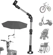 Stroller Umbrella Holder - Retractable Wheelchair Stroller Umbrella Frame Stand Bikes 360° Adjustable Compact Windproof Outdoor Cycling Accessories for Various Weather Conditions
