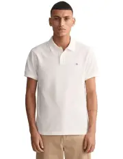 [Gant] Slim Fit Shield Pique Polo Shirt in White