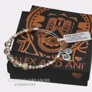 Authentic Alex and Ani Glow ii Beaded Swarovski Crystal Shiny Silver Bangle