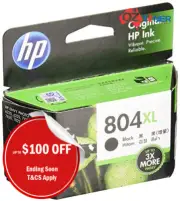 HP Genuine #804XL BLACK High Yield Ink for Envy 6220/6222/7120/7820/7822 600xPgs
