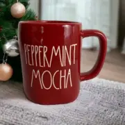 Rae Dunn Peppermint Mocha Coffee Tea Hot Chocolate Mug Large Red Winter NEW