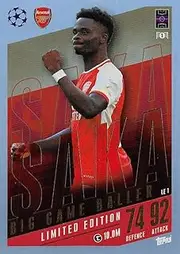 Match Attax Extra 2023 2024 Bukayo Saka Limited Edition Trading Card