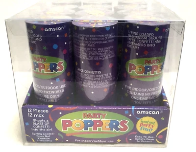 Amscan Party Poppers, 4", 12 Count Value New in box