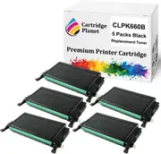 5 Pack Black Remanufactured Toner Cartridge for Samsung CLP-K660B ST907A (5500 Pages) for Samsung CLP610ND CLP660N CLP660ND CLX6200FX CLX6200ND CLX6210FX CLX6240FX