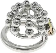 Male Metal Breathable Chastity Cage Invisible Lock Sex Toys Cock Cage with 24 Beads BDSM Chastity Device with Dilator Adult Sex Toys for Men Penis Erection Control