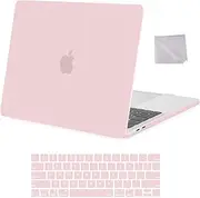 MOSISO Compatible with MacBook Pro 13 inch Case 2025, 2024, 2023-2016 M2 M1 A2338 A2251 A2289 A2159 A1989 A1708 A1706, Plastic Hard Shell Case & Keyboard Cover Skin & Wipe Cloth, Rose Quartz